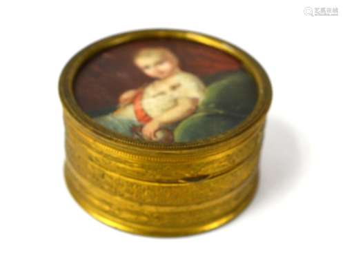Early Round Bronze Box w Miniature
