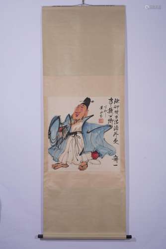 Chinese Watercolor Figure Painting Scroll