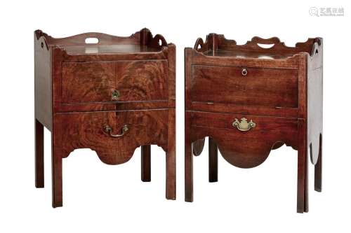 A MATCHED PAIR OF GEORGE III MAHOGANY BEDSIDE COMMODES