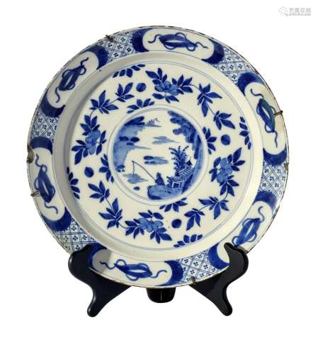 A BLUE AND WHITE DELFT CHARGER