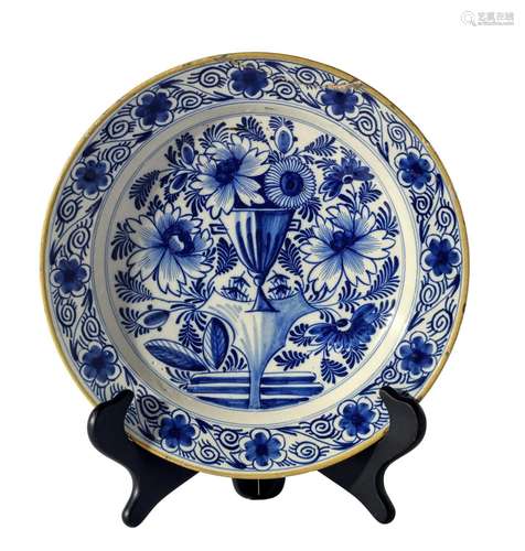 A BLUE AND WHITE DELFT CHARGER