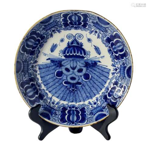 A BLUE AND WHITE DELFT CHARGER