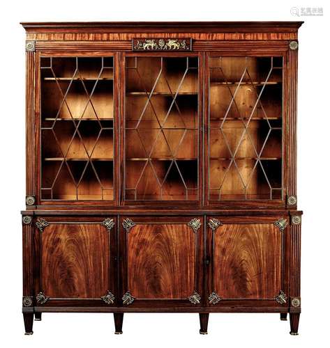 A REGENCY ORMOLU MOUNTED MAHOGANY LIBRARY BOOKCASE