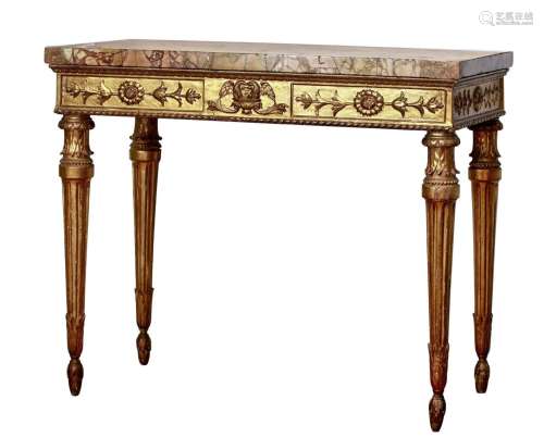 AN ITALIAN NEOCLASSICAL GILTWOOD CONSOLE TABLE