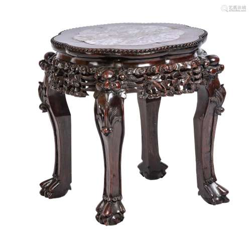 *A 19TH CENTURY CHINESE ROSEWOOD OCCASIONAL TABLE *CITES per...