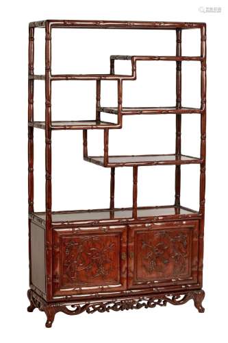 A CHINESE HONGMU OPEN DISPLAY CABINET