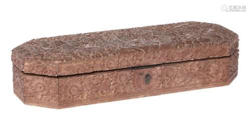 A SOUTHERN INDIAN FINELY CARVED SANDALWOOD GLOVE BOX