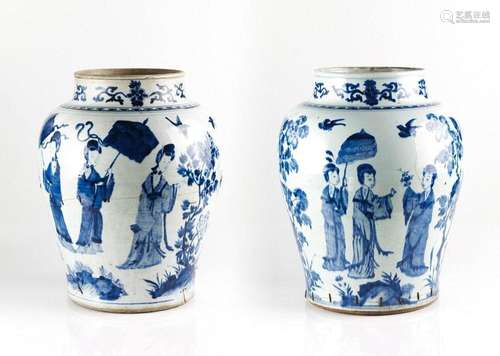 A MATCHED PAIR OF CHINESE PORCELAIN JARS