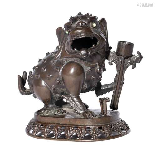 A NEPALESE BRONZE MYTHOLOGICAL GUARDIAN BEAST