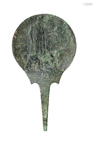 A ROMAN STYLE BRONZE HAND MIRROR