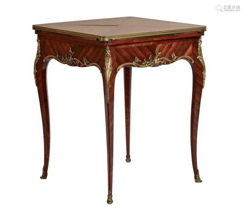 A FRENCH KINGWOOD ENVELOPE CARD TABLE BY PAUL SORMANI (1817-...