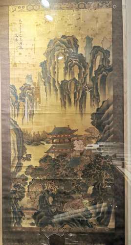 Framed Chinese Old Painting of Mountain View