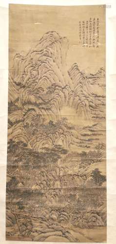 Chinese Painting Scroll w. Mountain View Scene