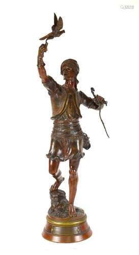 French Bronze Figure w Falconier