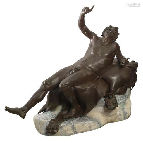 A LIFE-SIZE BRONZE OF THE DRUNKEN SATYR