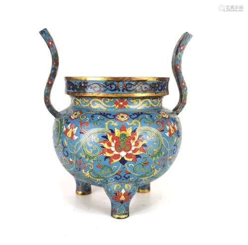 Chinese Cloisonne Tripod Incense Burner