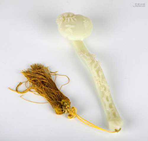 Chinese Carved Jade Ruyi Scepter