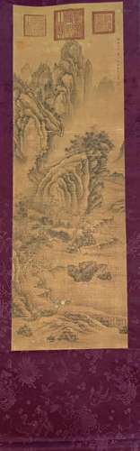 Old Chinese Painting Scroll of Mountain View