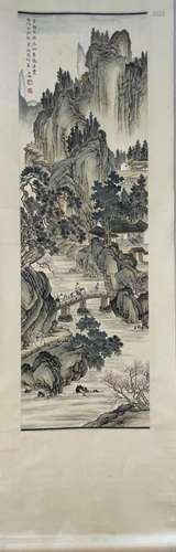 Chinese Painting Scroll of Mountain Side Village