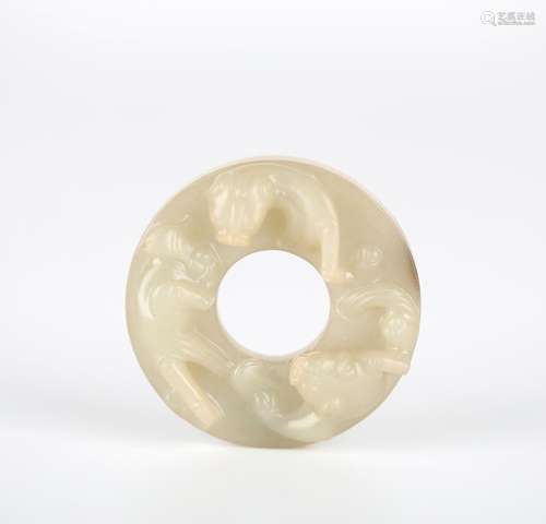 Chinese Carved Circular Jade Plaque