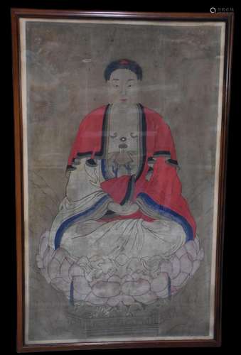 Peinture asiatique sur soie XVIIIème (ou antérieur), représe...