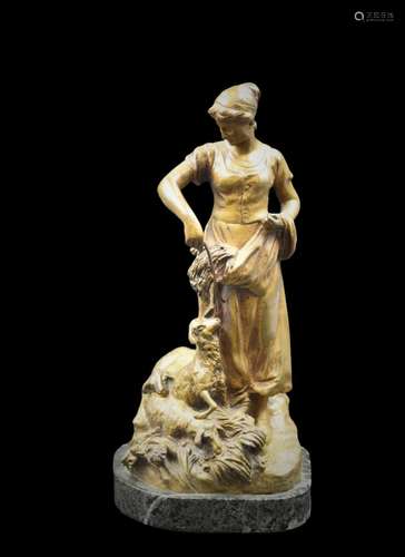 Thomas CARTIER (1879-1936)., Jeune bergère en bronze doré., ...