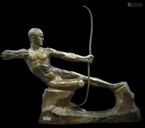 Victor DEMANET( 1895-1964)., L’archer., Bronze à la patine v...