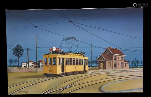 Henry DETHIER (1939-2009)., Le départ du tram Leuven-Tielt.,...