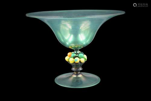 Coupe en verre opalescent. Design italien., Ht : 20 cm.