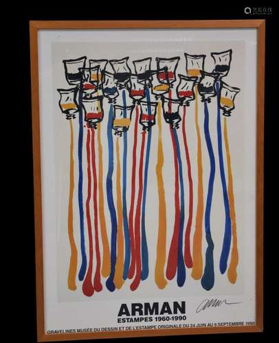 Affiche d’exposition relatives aux estampes, d’Arman de 1960...