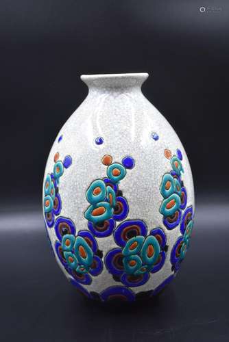 Vase Boch Kéramis art déco en émaux., D.945., Ht : 30 cm.