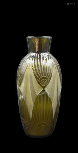 Théodore Legras (1839-1916)., Vase art déco à décor géométri...