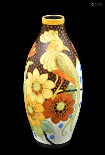 Vase Boch Kéramis à décor d'oiseaux Lyres., D1849., Ht ...