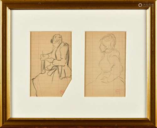 HENRI-EDMOND CROSS (1856-1910) Femme assise et femme à son o...