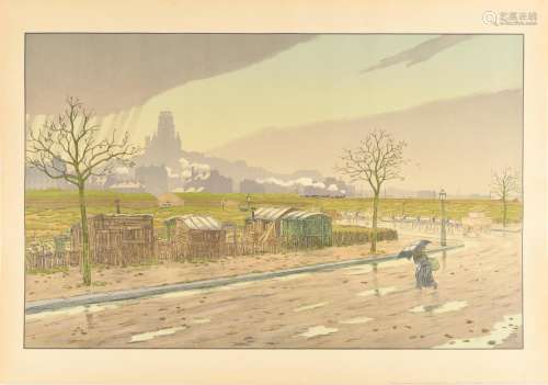 HENRI RIVIERE (1864-1951) La Butte Montmartre vue des fortif...