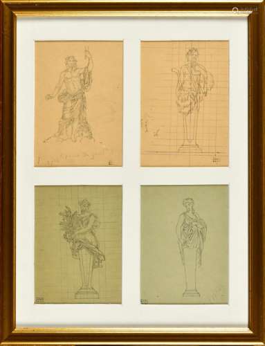 BERNARD BOUTET DE MONVEL (1881-1949) Quatre études de statua...