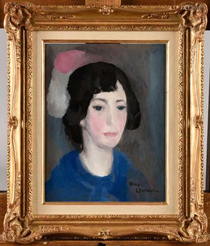 MARIE LAURENCIN (1883-1956) Jeune femme au pull bleu Huile s...