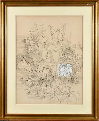 RAOUL DUFY (1877-1953) Bouquet d’arums et de roses1942 Gouac...