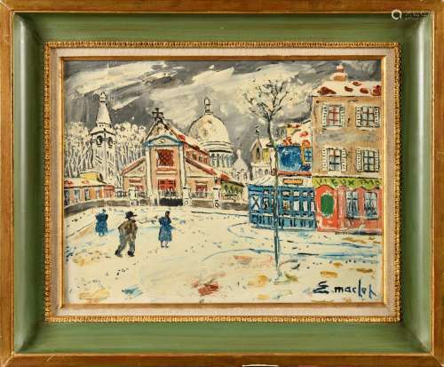 ELISEE MACLET (1881-1962) Montmartre sous la neige Huile sur...