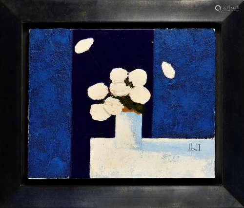 PATRICK REAULT (NE EN 1935) Vase de fleurs Huile sur toile S...