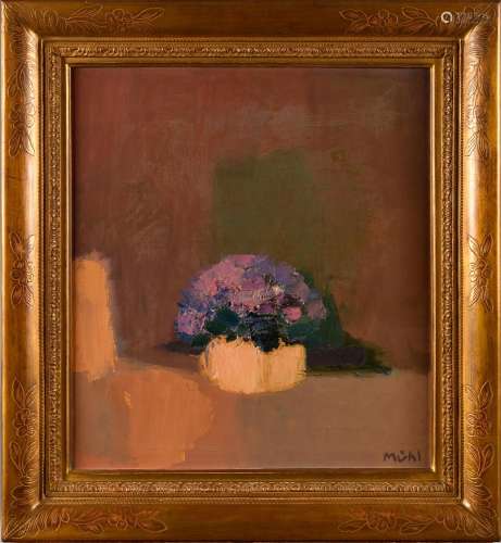 ROGER MÜHL (1929-2008) Le bouquet de violettes Huile sur toi...