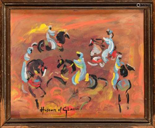 HASSAN EL GLAOUI (1924-2018) Les cavaliers du désert Huile s...