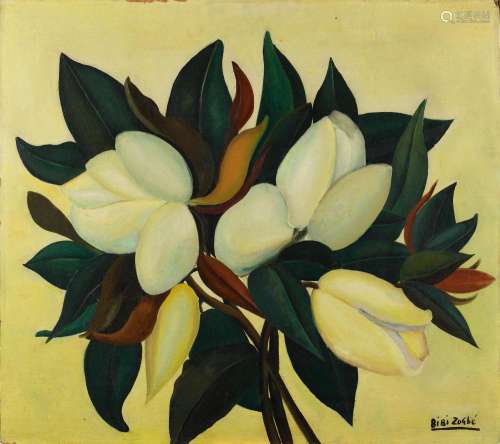 BIBI ZOGBE (1890-1973) Magnolias Huile sur panneau d’isorel ...
