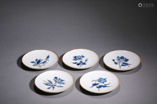 Set of Porcelain Butterfly Plates