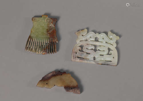 A Set of Brownish Jade Ornaments