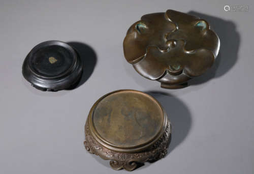 A Set of Stands, Bronze and Wood