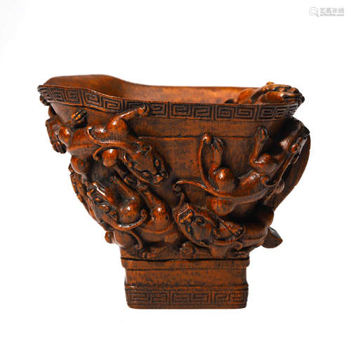 A Carved Bamboo Root Chilong Cup