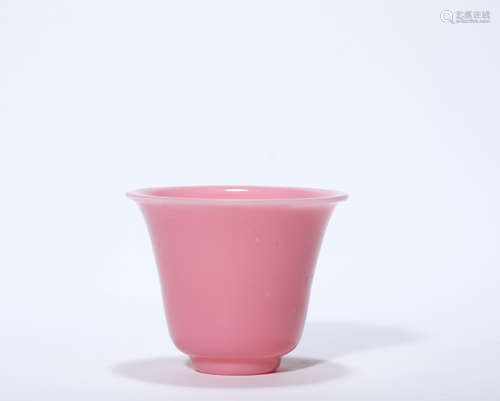 A Pink Glass Bell-Shape Cup