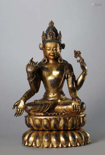 A Bronze Figure of Four-Armed Avalokitesavara