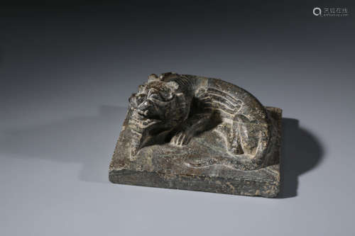 A Carved Grey Stone Lion Stamp